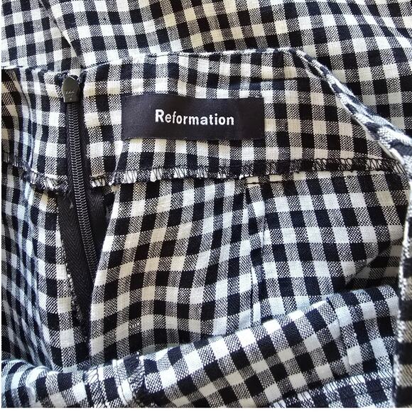 Reformation Linen Gingham 2-Piece Set Sz 4 — Top & High-Waist Pants - Picture 4 of 7